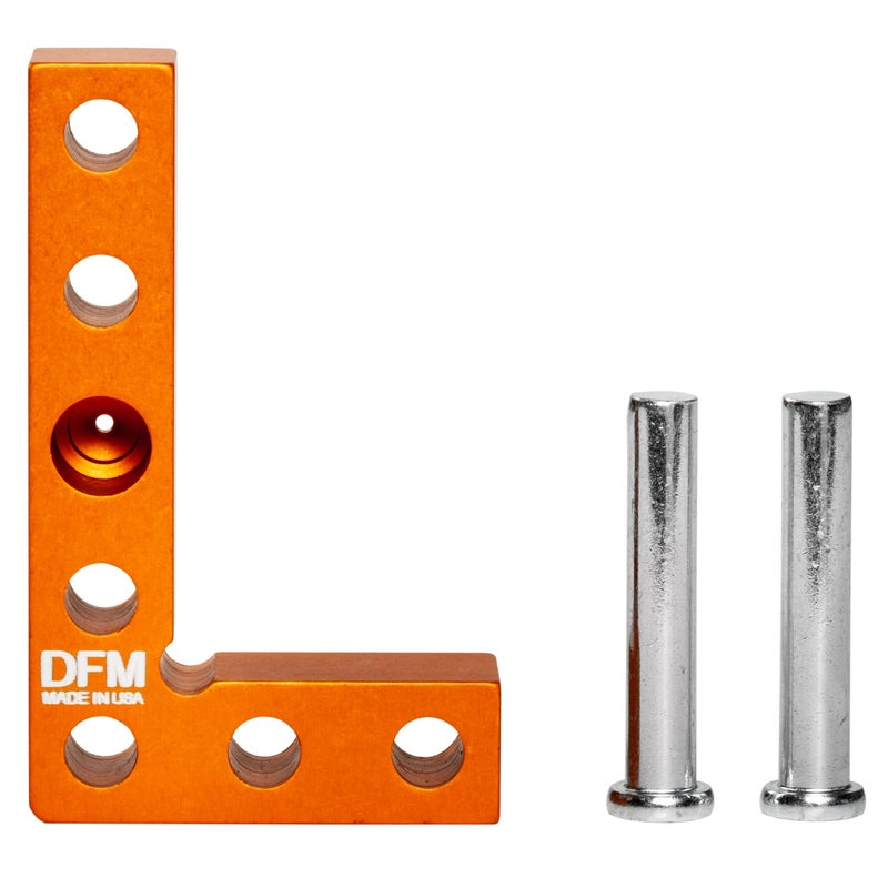 DFM Tool Works Small Square and Center Finder - Mini Square Tool with 11/32" Center Marking Hole Woodworking, Carpenter Engineering Square, Center Marking Tool, Made in USA - Orange - Image 1